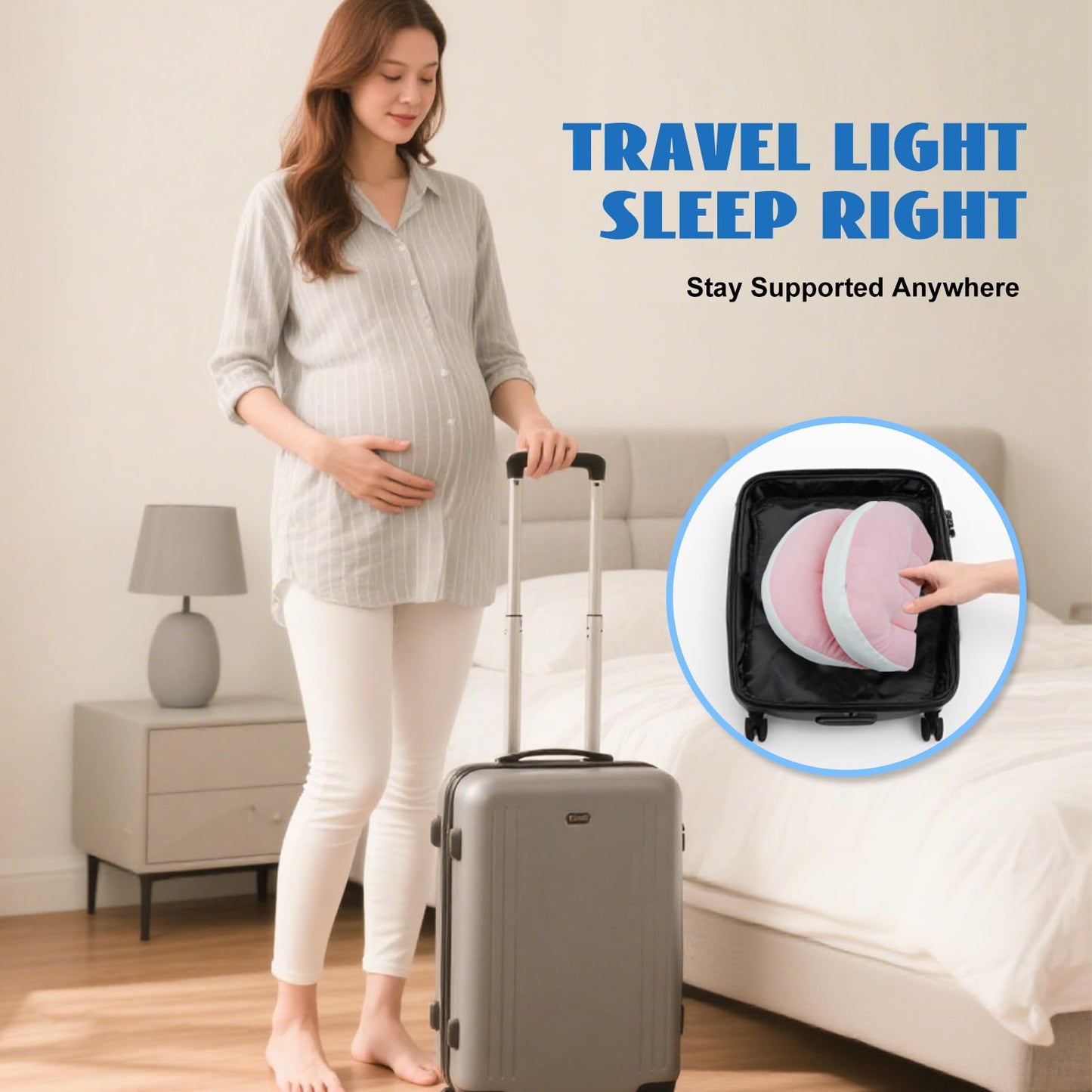Adjustable Pregnancy Pillow with Velcro Design - Side Sleeping Support for Back, Belly, Hips & Legs, V1107-CS-YFHYZF