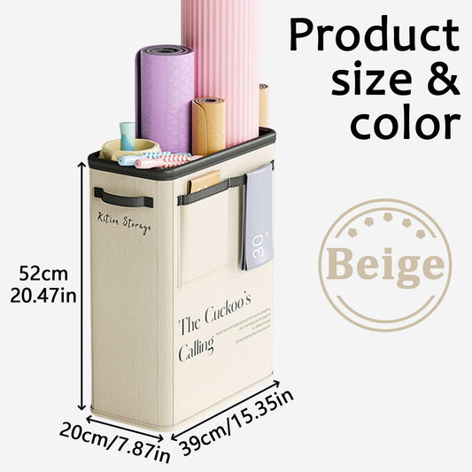 Large Capacity Foldable Yoga Mat Storage Basket - Waterproof Fabric Organizer for Gym Equipment, Dumbbells, V1107-CS-YJSNXM
