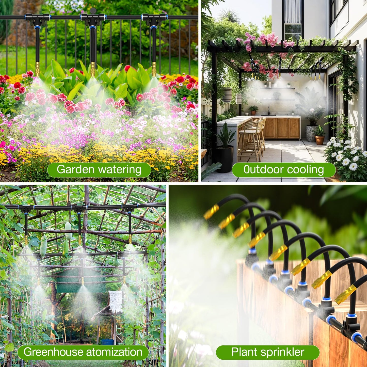 Drip Irrigation System, No 1/4 Pipe, only 12pcs Adjustable Copper Nobbles and Quick Connectors V1107-CS-ZDJHQ512