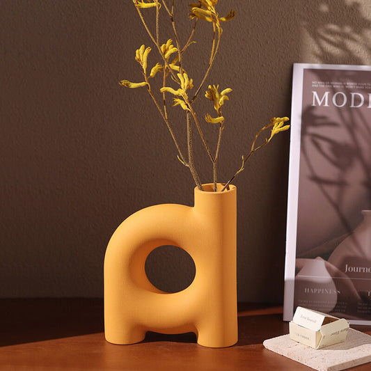 Tubular Letter Vase Set(3-Piece ) - Modern Ceramic Decor for Living Room, Dining Table & TV Stand | Other V1107-CS-ZMGXHP