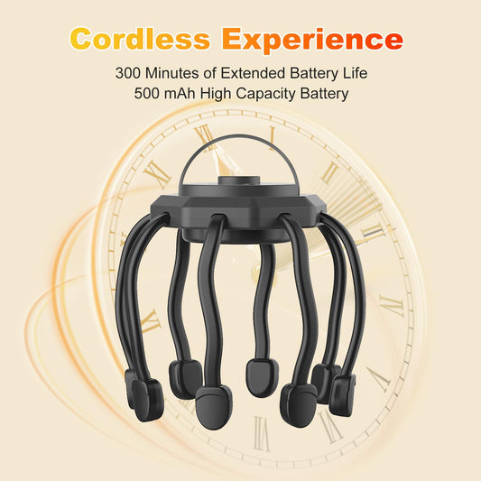 Wireless Octopus Head Massager - 8-Point Vibration Therapy, 360 degrees Scalp Relief, Rechargeable with 3 V1107-CS-ZYTBAMQ