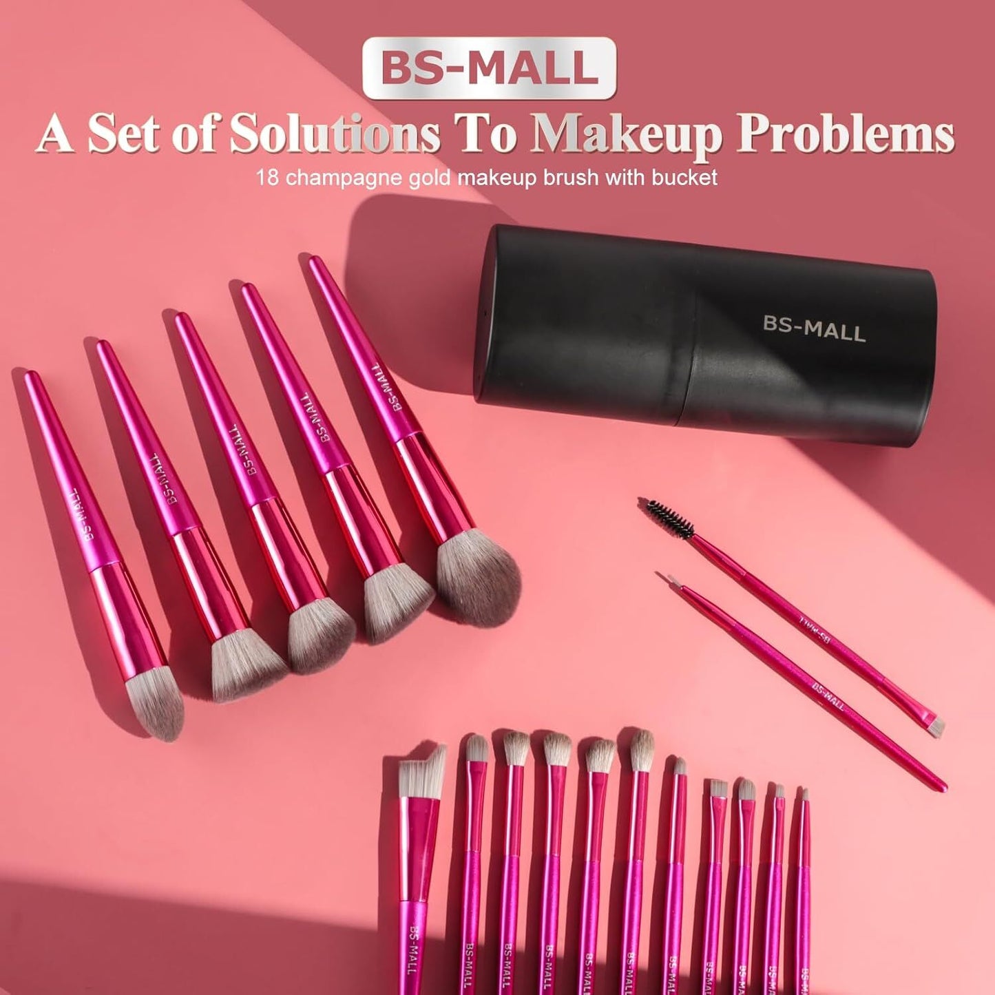 Hot red Professional Makeup Brush Set (18-Piece): Cruelty-Free, Versatile for Foundation, Blush & Eyeshadow, V1107-HOT RED PROFESSIONAL MAKEUP BRUSH SET