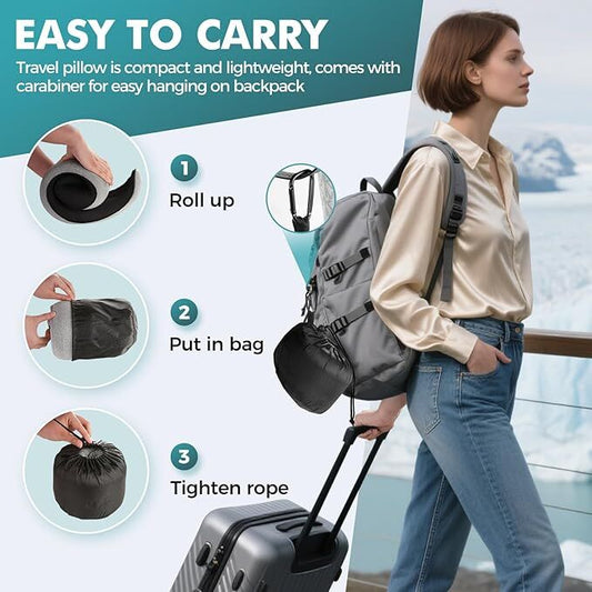 Travel Neck Pillows for Airplanes - 360 degrees Ergonomic Memory Foam Travel Pillow - Relief Neck Pain with V1107-NECK PILLOW2