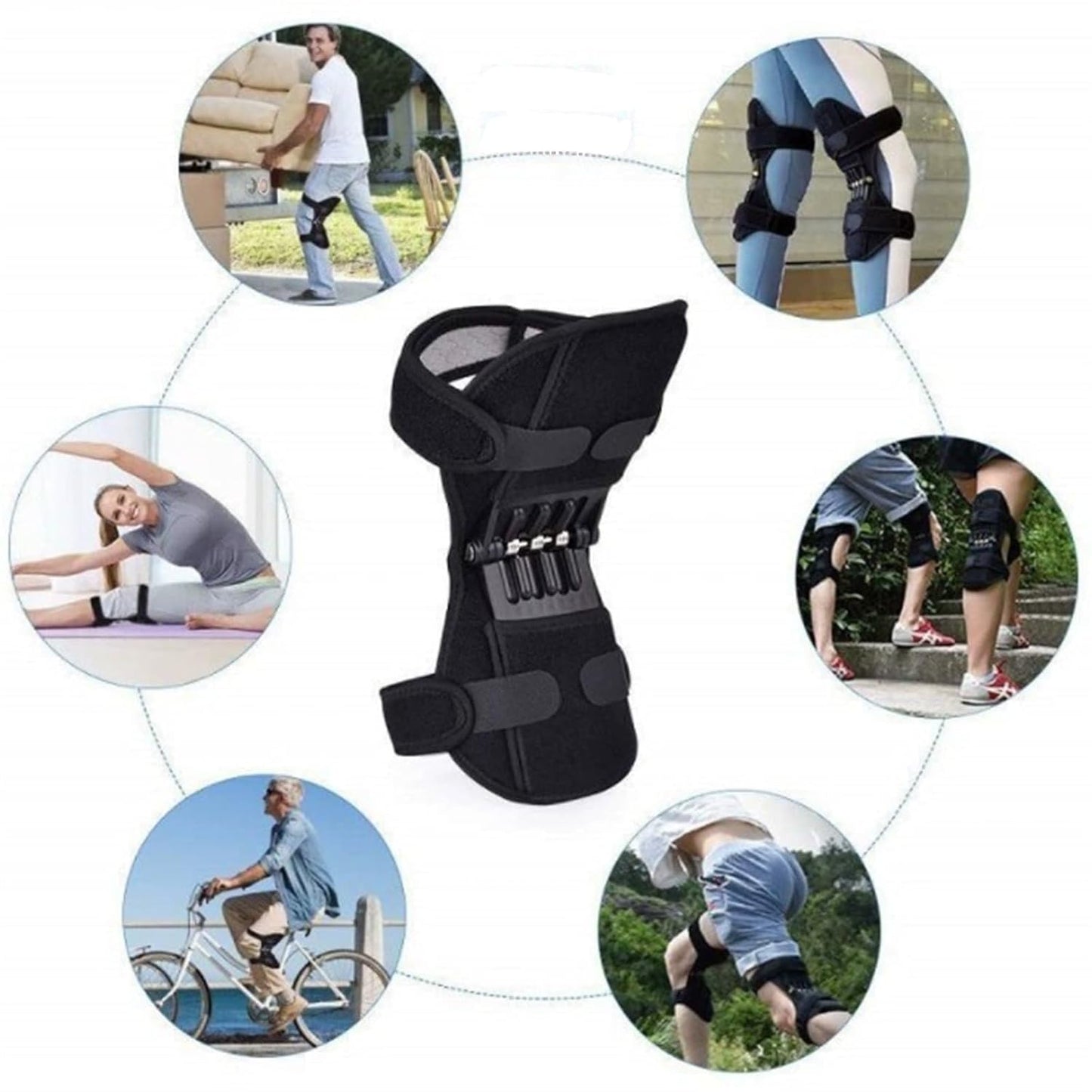 Power Knee Braces (2 Pack): 4-Spring Joint Support, Adjustable Stabilizer for Pain Relief, Sports & Daily Use V1107-POWER KNEE BRACES