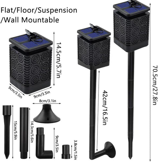 2-Pack Solar Garden Stake Light with Floral Pattern: 12 LED Outdoor Decorative Light with Multiple Mounting V1107-SOLAR GARDEN STAKE LIGHT WITH FLORAL PATTERN