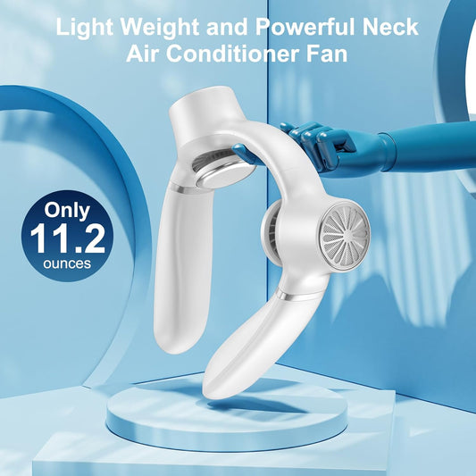 White Portable Neck Fan: Hands-Free Wearable Air Conditioner with 4000mAh Battery for Australian Travel & V1107-WHITE PORTABLE NECK FAN
