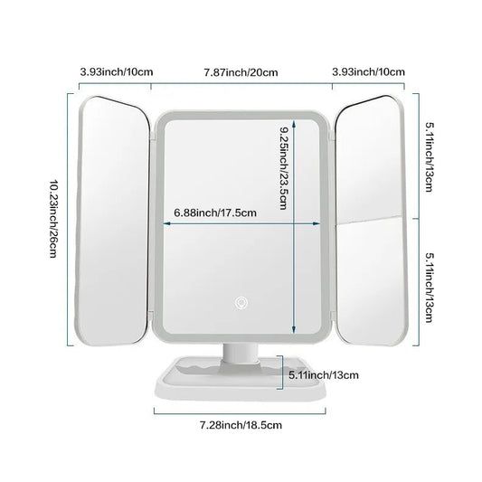 Trifold LED Makeup Mirror Beauty Lights V1142-PB1005005885148433
