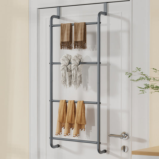 Over The Door Towel Rack Metal Behind Door Hanger for Bathroom Bedroom-Grey V1161-860024