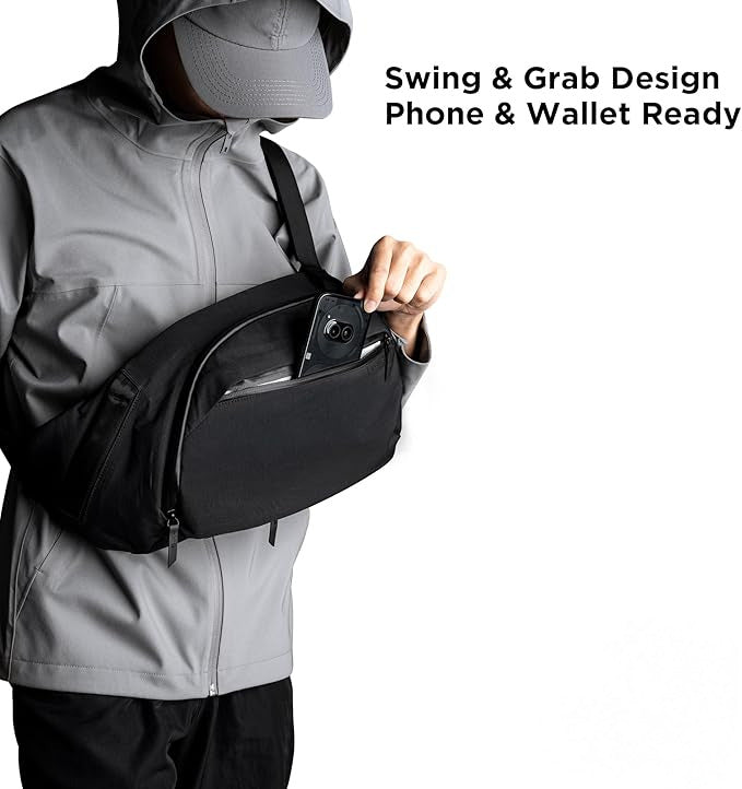 Crossbody Left Shoulder 7.5L - Crossbody Bag Men,Sling Backpack - Fits 11" Tablet - Single Shoulder-Black V1164-325748