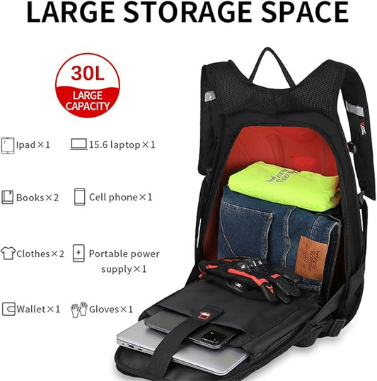 Motorcycle Backpack Waterproof Carbon Fiber-Blue V1164-325755