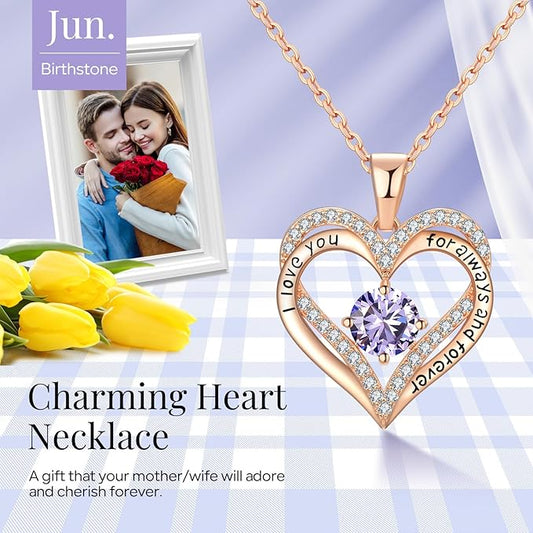 18K Rose Gold Necklaces for Women, 925 Sterling Silver Gifts for Mothers Day, Jewelry for Wife Mom Her V1164-325769