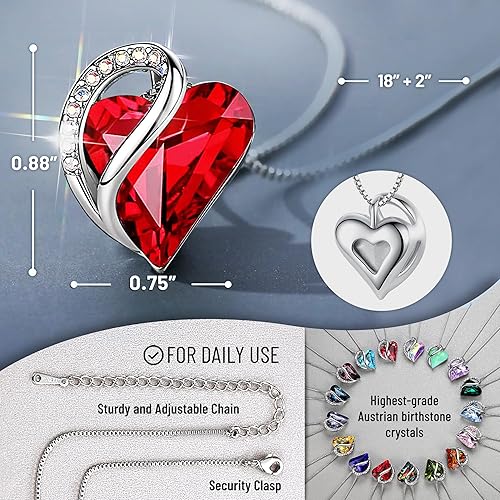 nfinity Love Heart Necklace, Birthstone Necklace for Women, Jewelry for Women with Healing Crystals, Allergy V1164-325776