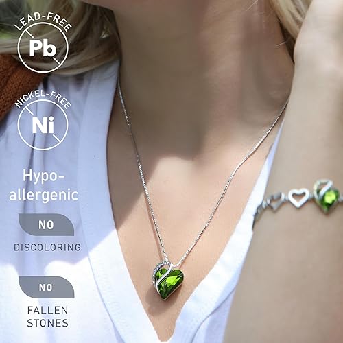 Infinity Love Heart Necklace, Birthstone Necklace for Women, Jewelry for Women with Healing Crystals, Allergy V1164-325782