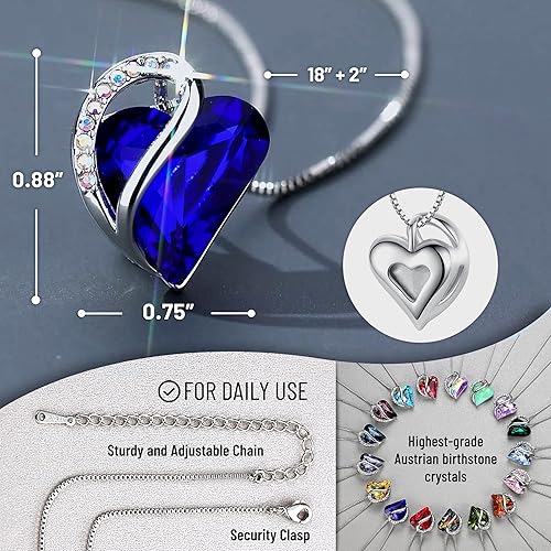 Infinity Love Heart Necklace, Birthstone Necklace for Women, Jewelry for Women with Healing Crystals, V1164-325785