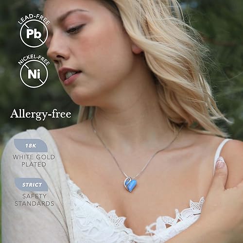 Infinity Love Heart Necklace, Birthstone Necklace for Women, Jewelry for Women with Healing Crystals, Allergy V1164-325800