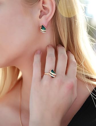 Infinity Love Heart Birthstone Earrings for Women, Crystal Stud Earrings with Healing Stones, Allergy-Free V1164-325818