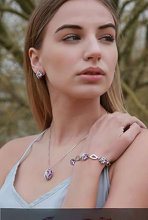 Infinity Love Heart Birthstone Earrings for Women, Crystal Stud Earrings with Healing Stones, Allergy-Free V1164-325819