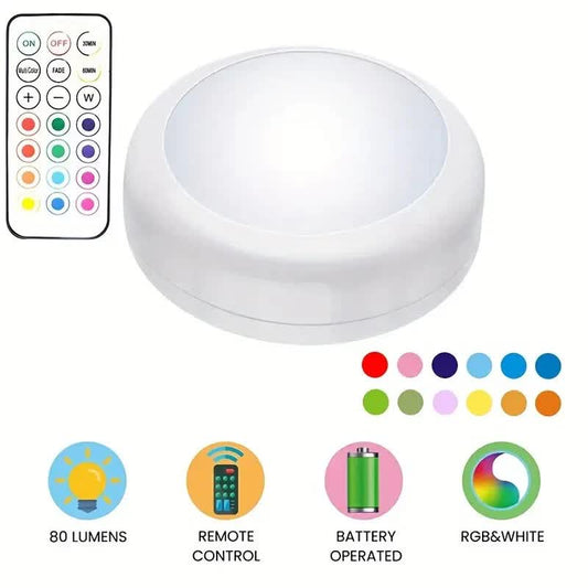 6 Pack RGBW LED Cabinet Lights, Remote Control, Battery Powered V1171-CC-BOM001151