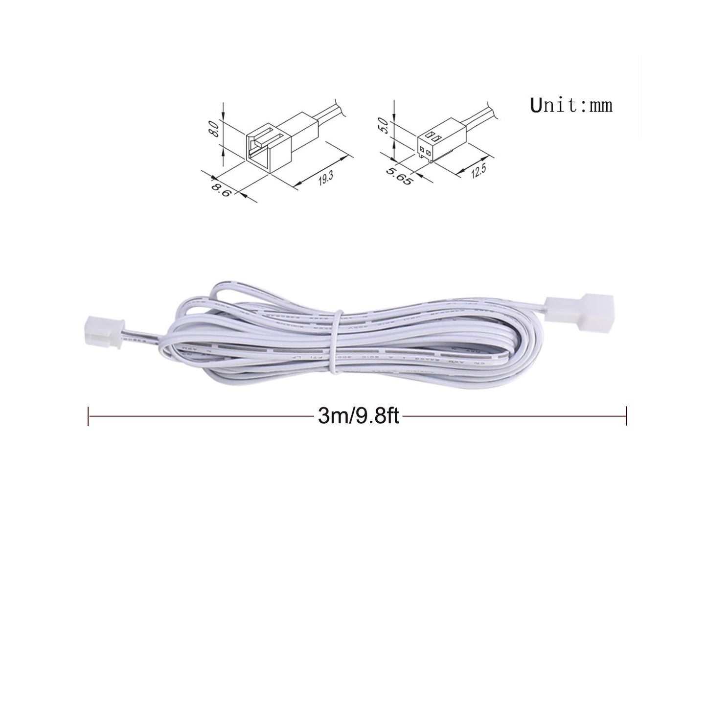Extension Cables 9.84FT LED Under Cabinet Puck Lighting, 2-Pin Male and Female Cable Connector Extension V1171-CP-300000203-X6