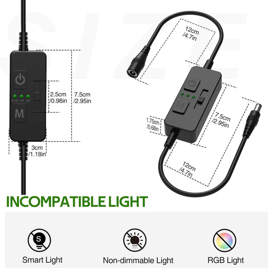 Single Color Slider Dimmer with Timer - PWM 1pc DC 5V/12V/24V LED Controller, 36W Max, Slide Brightness V1171-CP-BOM001472