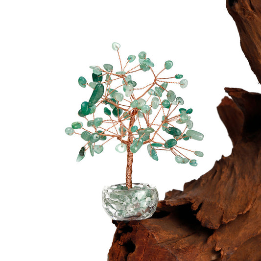 Aventurine - Green Crystal Natural Crystal Wealth Tree -Feng Shui Decor, Elegant Office Desk Ornament V1178-0040-DLYFCS