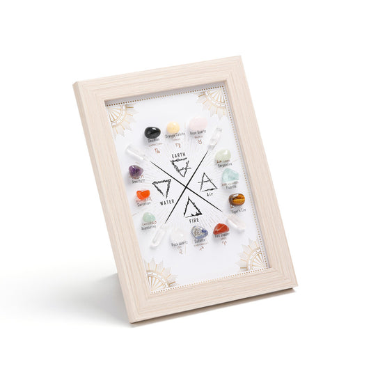Constellation B Healing Crystal Stone Photo Frame Feng Shui or Hanging Home Wall Decoration, Office Gifts V1178-15201-XZB