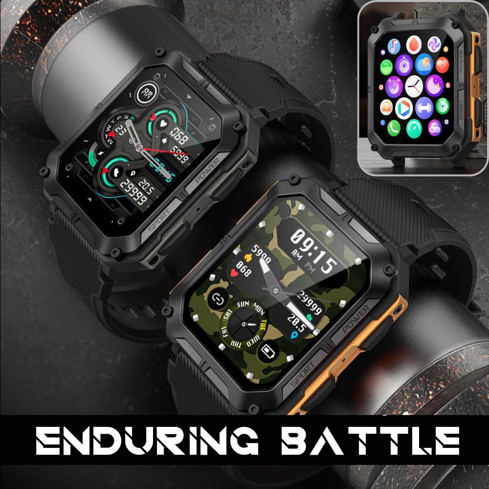 Njord Gear Indestructible Tactical Smartwatch - Military Grade & Rugged - Orange V1181-EHN0039-OR
