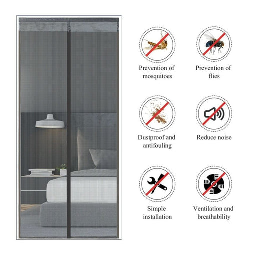Extra Durable Magnetic Fly Screen Door Anti Mosquito Screen Mesh Curtain Grey-150x240cm V1181-EHN0181-GR-150240