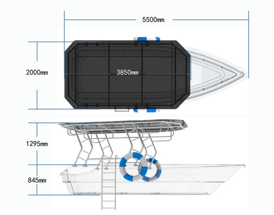 5.6m (12-Person) Smart Electric Power Transparent Boat V1184-12-PERSON-SMART-ELECTRIC-POWER-TRANSPARENT-BOAT