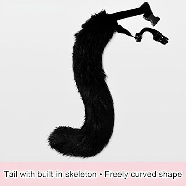 Grey Fox Tail Cat Ears Gloves Halloween Cosplay Costume Set V1188-CE-Y00309