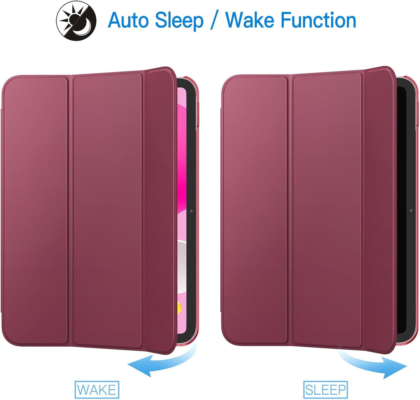 iPad (A16) 11th/10th Generation Case, Slim Stand Hard Back Cover with Auto Wake/Sleep Function, Burgundy V1188-CE-Y1016-00436-13