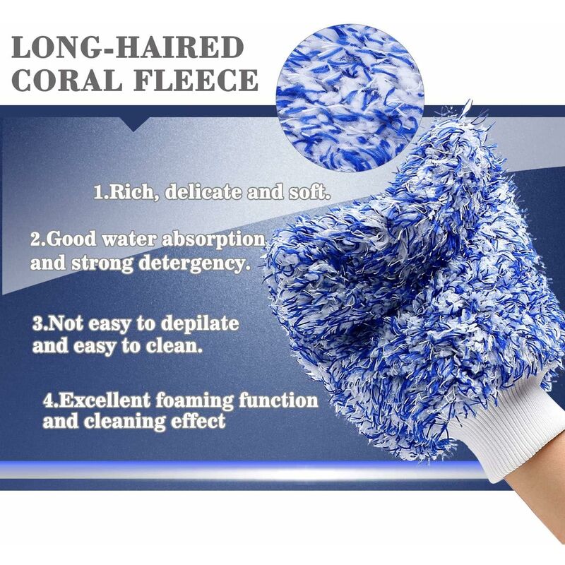 Microfiber Car Wash Mitt Gloves Super Absorbent Chenille for Kitchen and Auto Cleaning V1188-CE-Y710-00693