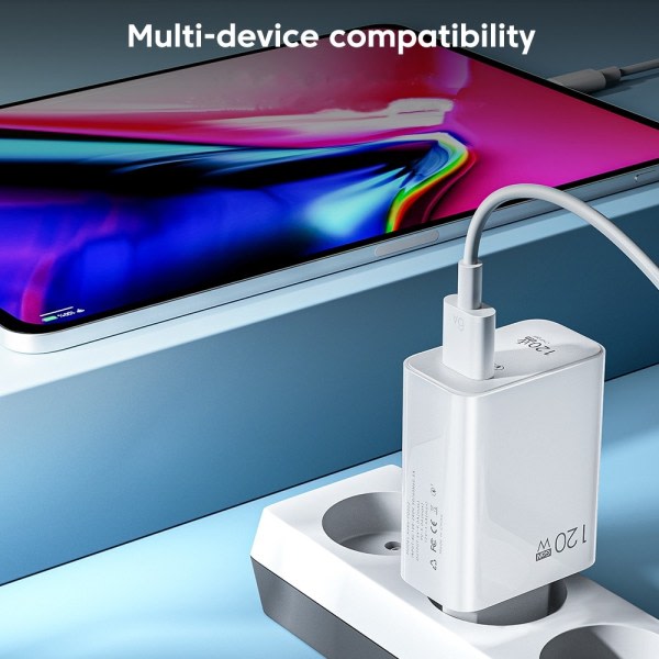 120W USB C Fast Charger Huawei Samsung Xiaomi Compatible with QC3.0 Type C Cable 10A EU White V1188-CE06-57156