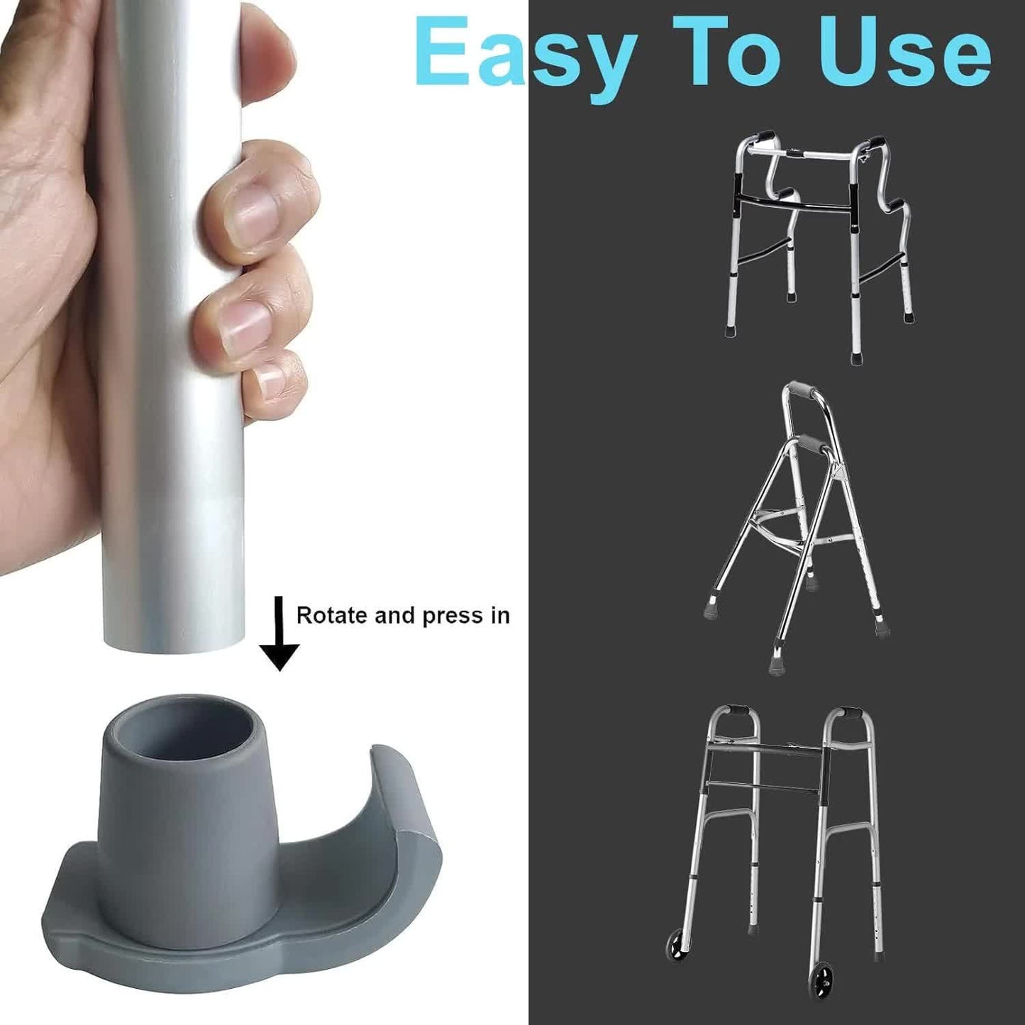 4 Pack Walker Skis Glides, Universal Walker Accessories for Seniors Mobility Aid Accessory V1188-CYX-J02-1308
