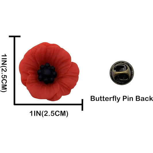 Poppy Brooch Veretrans Gifts Lest We Forget Resin Poppy Lapel Flower Pin for Women Flowers Broaches(4 PCS) V1188-CYX-J02-2154