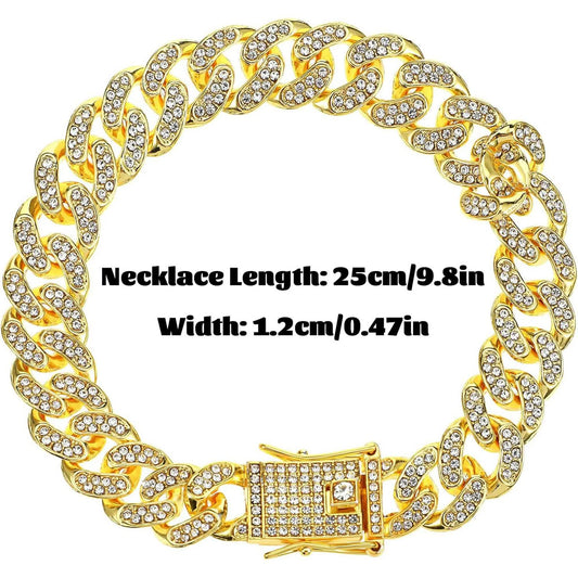 Chain Collar for Dog Diamond Cuban Link Dog Collar 13mm Wide Pet Cuban Style Collar Metal Cat Chain Pet V1188-CYX-J02-3206