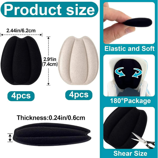 4 Pairs Self Adhesive Tongue Pads for Shoes Too Big, Non Slip Tongue Cushion Insert for Loose Shoe Size V1188-CYX-J02-3943