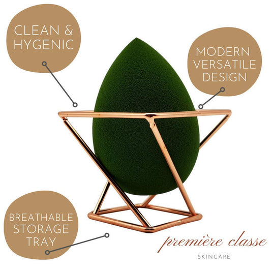 Beauty Sponge Holder - Rose Gold Foundation Beauty Blender Holder - Makeup Brush Organizer Rack Case - Vanity V1188-CYX-LHJ-140