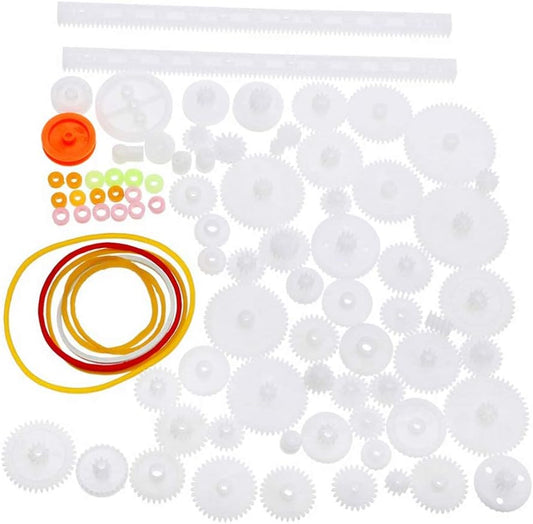 75pcs Mixed Plastic Gearbox Rack Pulley Belt Worm Gear Single & Double-Gear 8-56 Teeth DIY Tool for Robot V1188-CYX-LHJ-1697