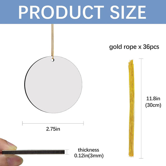 32 Pcs Round Sublimation Ornament Blanks, MDF Double Sided Sublimation Christmas Ornaments Blanks for V1188-CYX-LHJ-2096