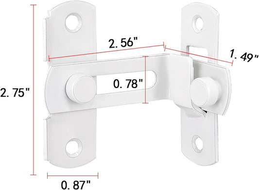 4 Packs Flip Door Sliding Latches, White 90 Degree Stainless Steel Bar Gate Latches Safety Door Lock,Sliding V1188-CYX-LHJ-218