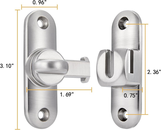 Silvery Barn Door Latches,90/180 Degree Gate Lock,Flip Gate Latches Hardware,Zinc Alloy Right Angle Door Lock V1188-CYX-LHJ-220