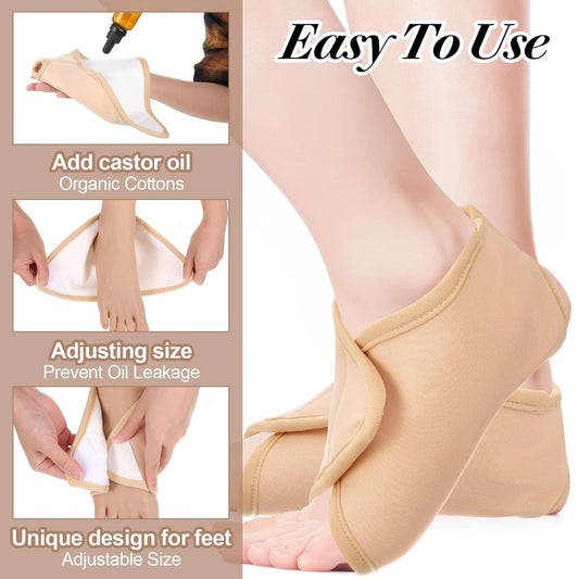 Castor Oil Pack Wrap for Ankle, Reusable Adjustable Feet Brace Reusable Castor Oil Cloth for Feet, Relief V1188-CYX-LHJ-2756