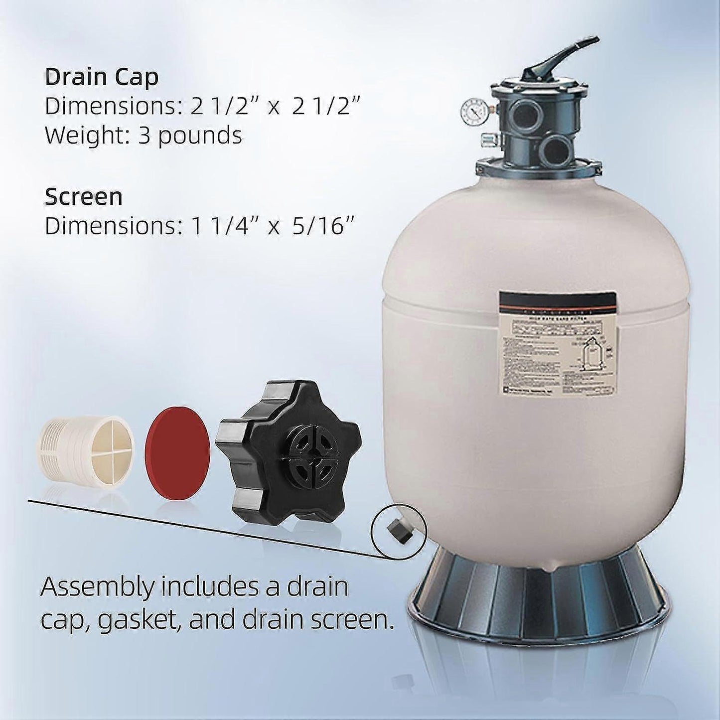 Hayward SX180LA Sand Cylinder Drain Cap Compatible with Pro Series Sand Filter Replacement Accessory With V1188-JAR108-08823-1