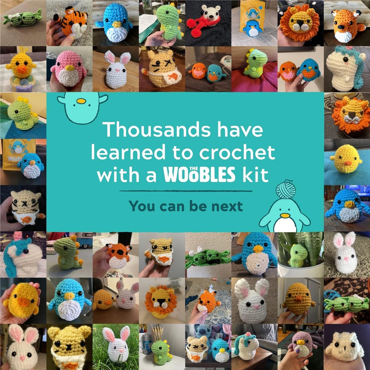 Woobles crochet set for beginners in simple pea yarn, as seen on Shark Tank Penguin V1188-JAR60-17999-1