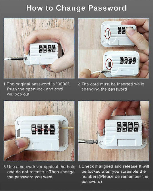 Refrigerator Safety Lock Self-Adhesive Combination Lock White Pack for Adults Compatible with Electric Mini V1188-MA108C-01952-1