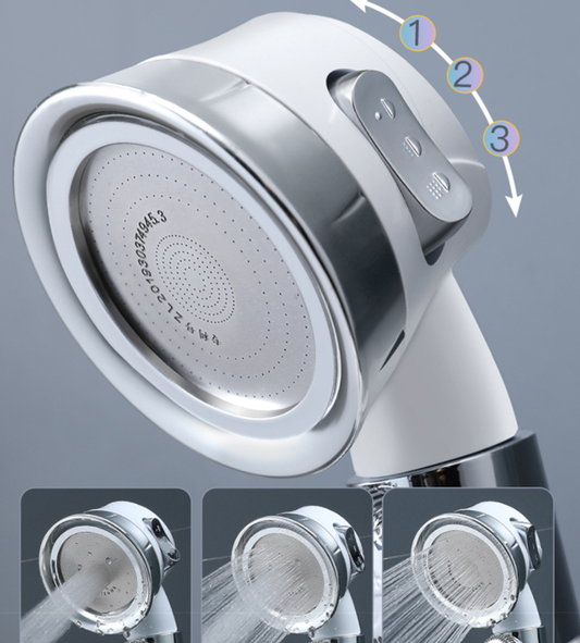 Large Pressurized Handheld Shower Head, Three-stage Water Stop Shower Head (White Without Vibrating Head (No V1188-MA60-10121