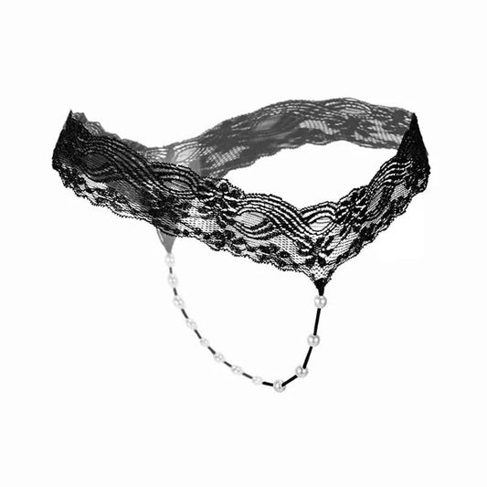 Sexy Lace Underwear Women Back Bow Panties Women G-String T-Back Thong Transparent Lingerie Cute With Beads V1188-MA60-15239-1
