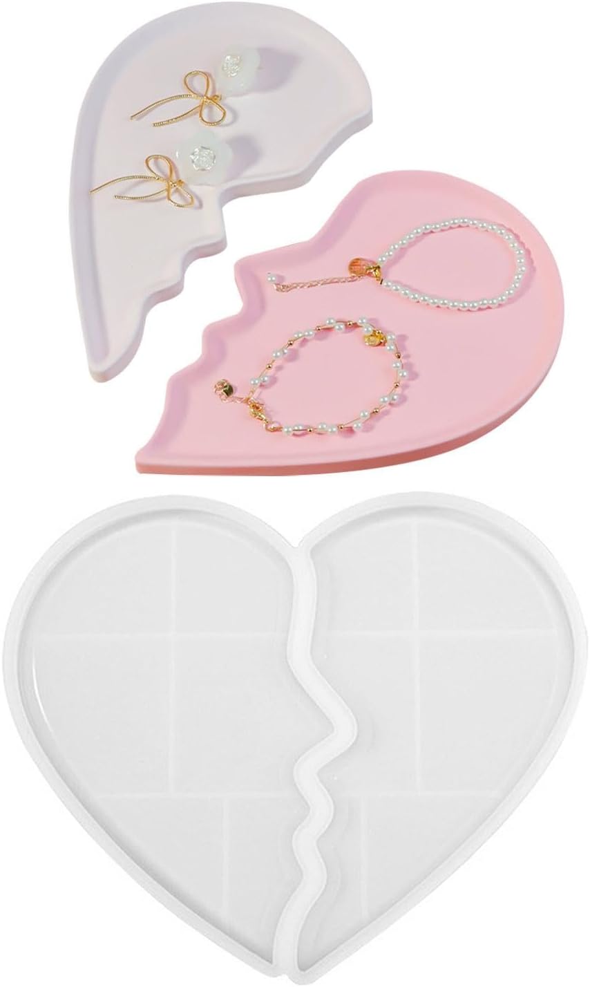 Heart Jewelry Tray Silicone Mold, Epoxy Resin Casting Mold for Jewelry Storage V1188-MA60-22761-1