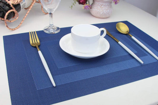 Placemats, Washable Woven Vinyl Placemats for Dining Tables, Easy to Clean Plastic Placemats Set of 6 (18 X12 V1188-MA60-36-1